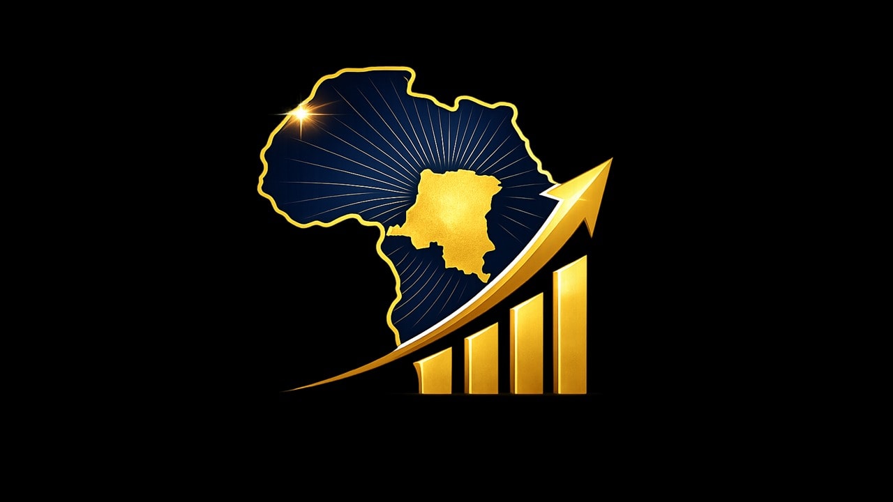 Africa map with DRC and growth chart — Pan-African unity